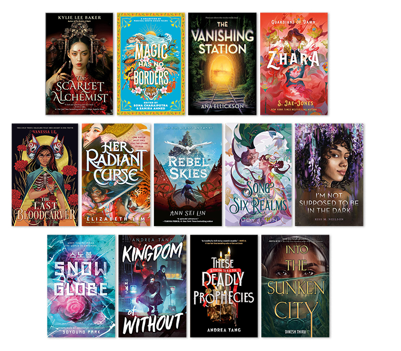 All of the AAPI YA Booklist Fantasy and Dystopian selection covers