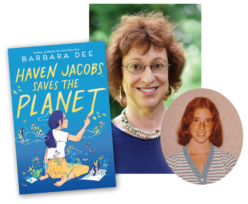 Hven Jacobs Saves the Planet (cover), Barbara Dee portrait,and childhood pic.