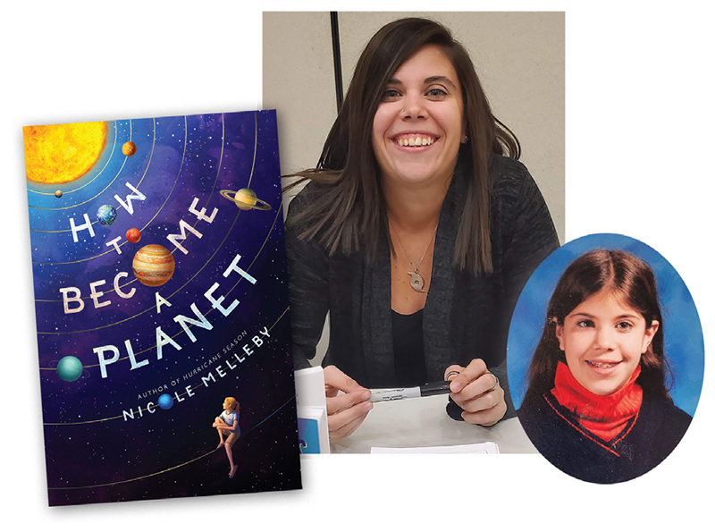 How to Become a Planet (cover), Nicole Melleby portrait, and childhood photo
