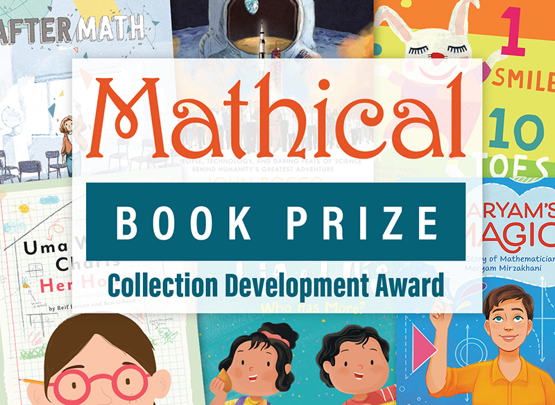 Mathical Book Prize Collection Development Award logo, with books
