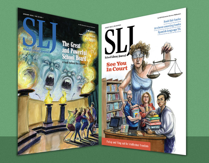 Artist Victor Juhasz Tackles SLJ Covers More Than Three Years Apart
