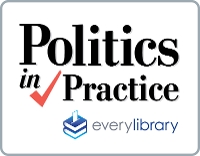 The new Politics in Practice logo, accompanied by the everylibrary logo, below