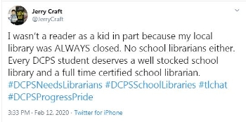 Jerry Craft tweets support to DCPS librarians