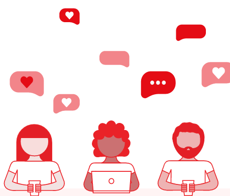 Image of people with text bubbles over their heads