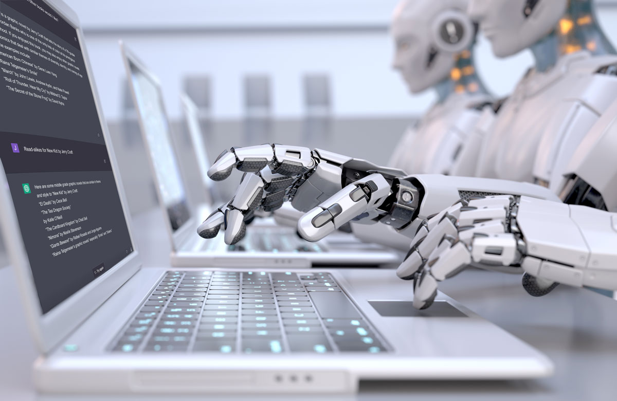 Image of Robots types on laptops.  copyright: iLexx/Getty Images